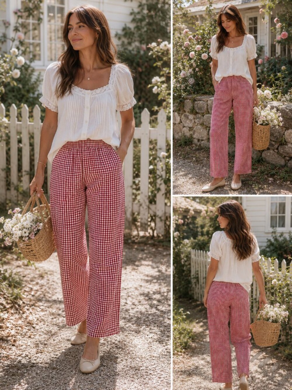 Draper's & Damon's Red & White Gingham Pants | Petite Large
